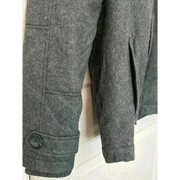 Men’s Wool Blend BKE Grey Pea Coat Slim Fit Medium W/Removable Hood. Heavy, Warm - Picture 2 of 16